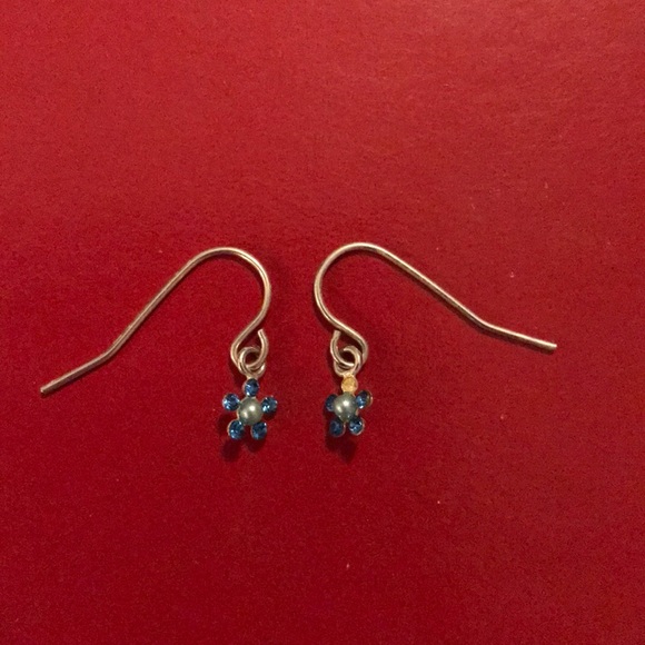 Blue Flower Dangling Earrings - Picture 1 of 2